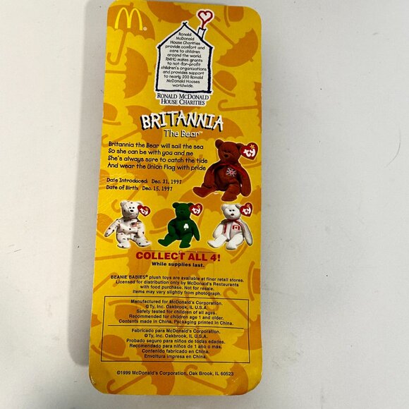 Ronald McDonald House Charities 1997 Britannia The Bear Ty Beanie Tag Error RARE - Picture 2 of 4